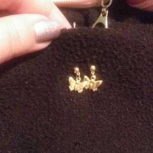 Gold butterfly dangle earrings